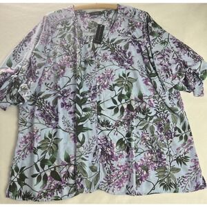 Investments Woman Top Women's Plus Size 2X  Lavender Purple Tie Sleeves A10